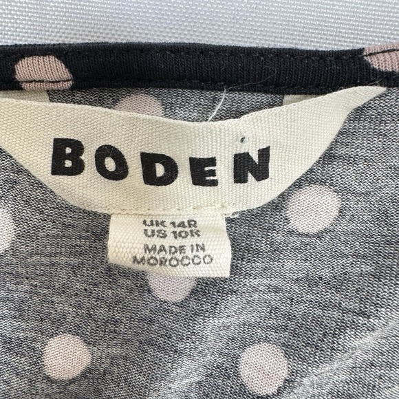 Boden Abigail Dress Womens 10R Polka Dot Navy Pink Midi Long Sleeve Jersey Knit - Picture 9 of 16